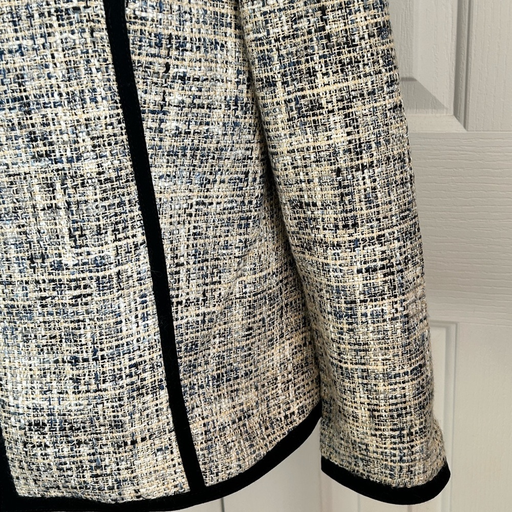 NWOT ANNE KLEIN Women Tweed Blazer, Cream, Black, Blue, Size 12 - Picture 4 of 8